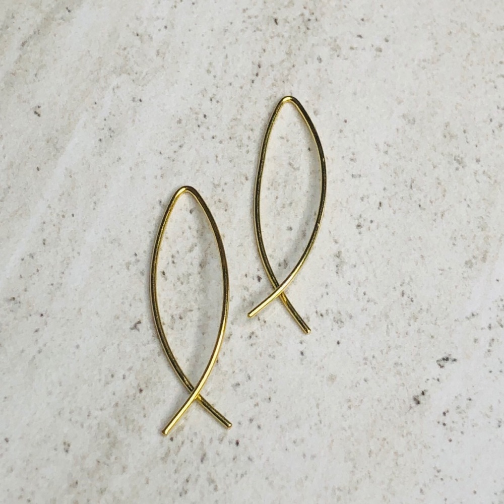 925 Sterling Silver Gold Thread Through Earrings